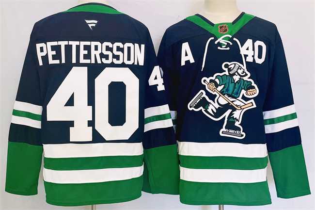 Men%27s Vancouver Canucks #40 Elias Pettersson Navy 2024 Reverse Retro Stitched Jersey->vancouver canucks->NHL Jersey